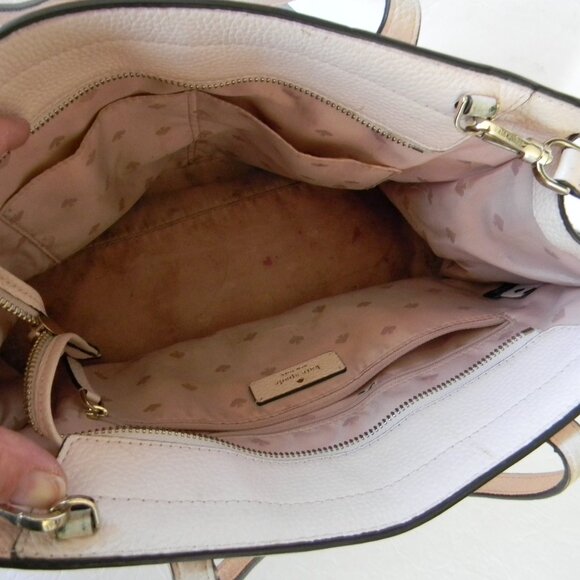 KATE SPADE ROWE BABY PINK PEBBLE LEATHER SATCHEL/CROSSBODY BAG TASSEL - Picture 7 of 8
